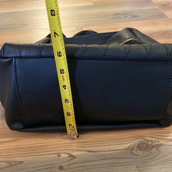 Designer Look Black Faux Leather Quilted Backpack Purse - Picture 11 of 13